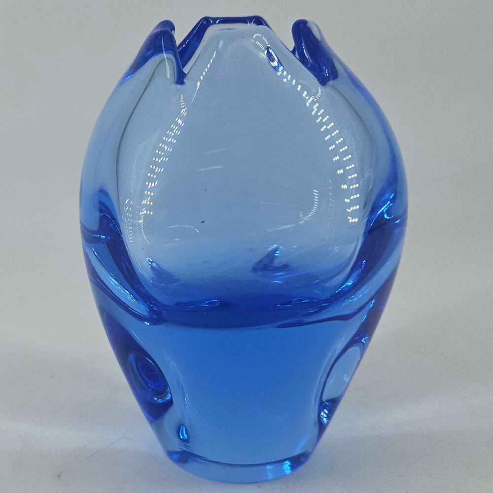 Czech Studio Art Hand Blown glass dimpled Heavy Vase